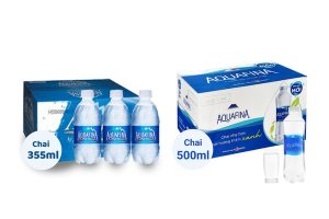 Các quy cách Aquafina phổ biến 355ml 500ml 1.5L